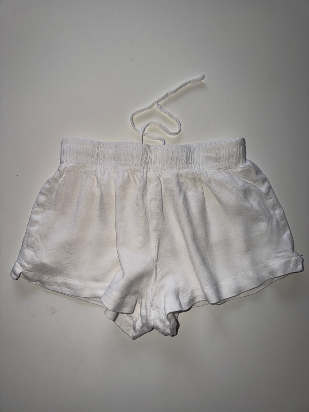 Princess Polly White Drawstring Waist Athletic Shorts